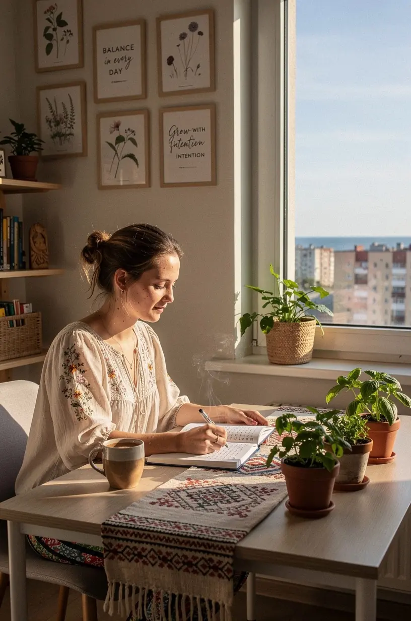 Rankos laikantis karštą arbatos puodelį šalia lango, skatinantys apmąstymų momentus.