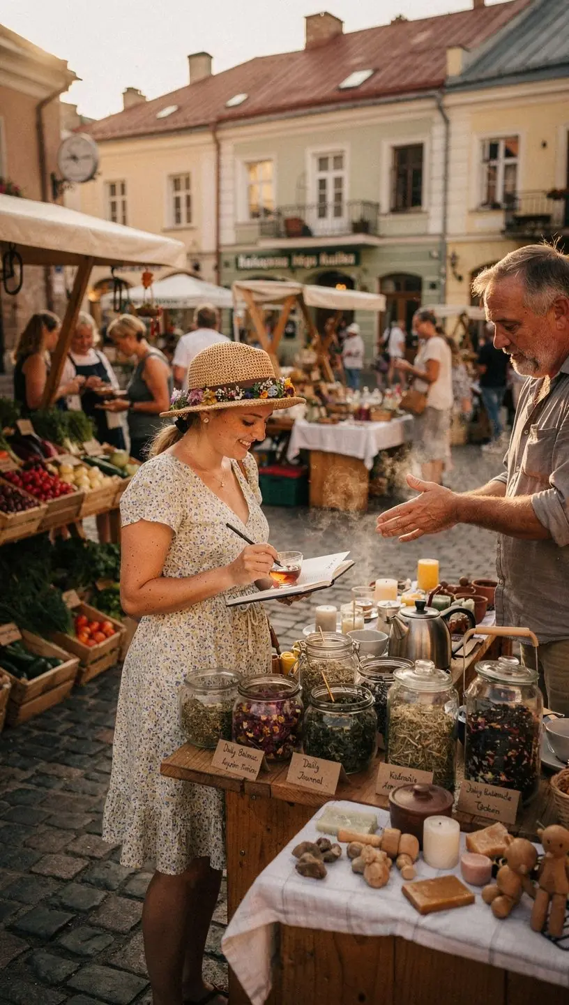 Dienoraščio puslapiai su išryškintais užrašais apie kasdienius tikslus ir savijautą.